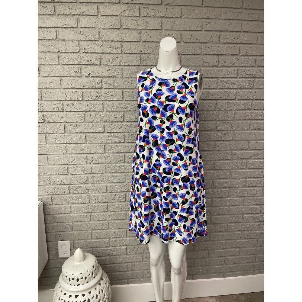 Jude Connally Women Floral Polka Dot Print Sleeveless Shift Dress Size S
